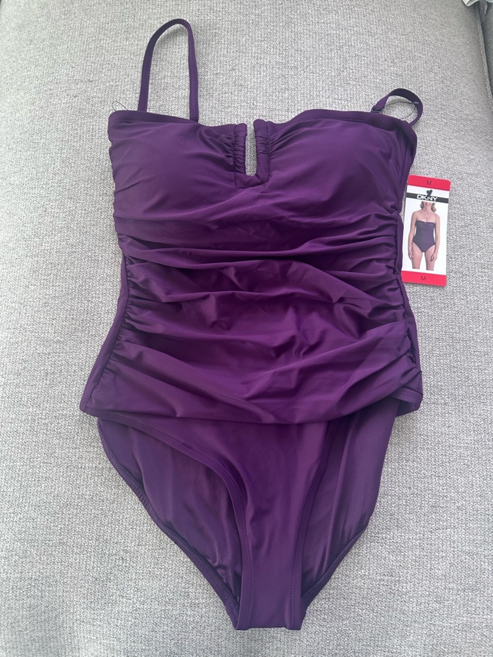 DKNY Deep Plum One-Piece Swimsuit